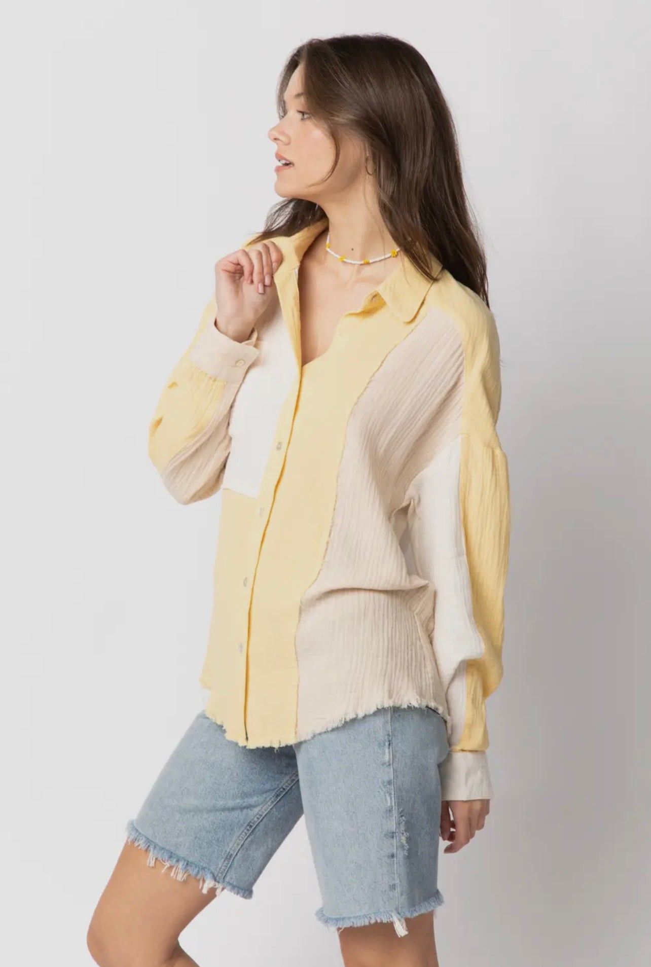 Color Block Button Up