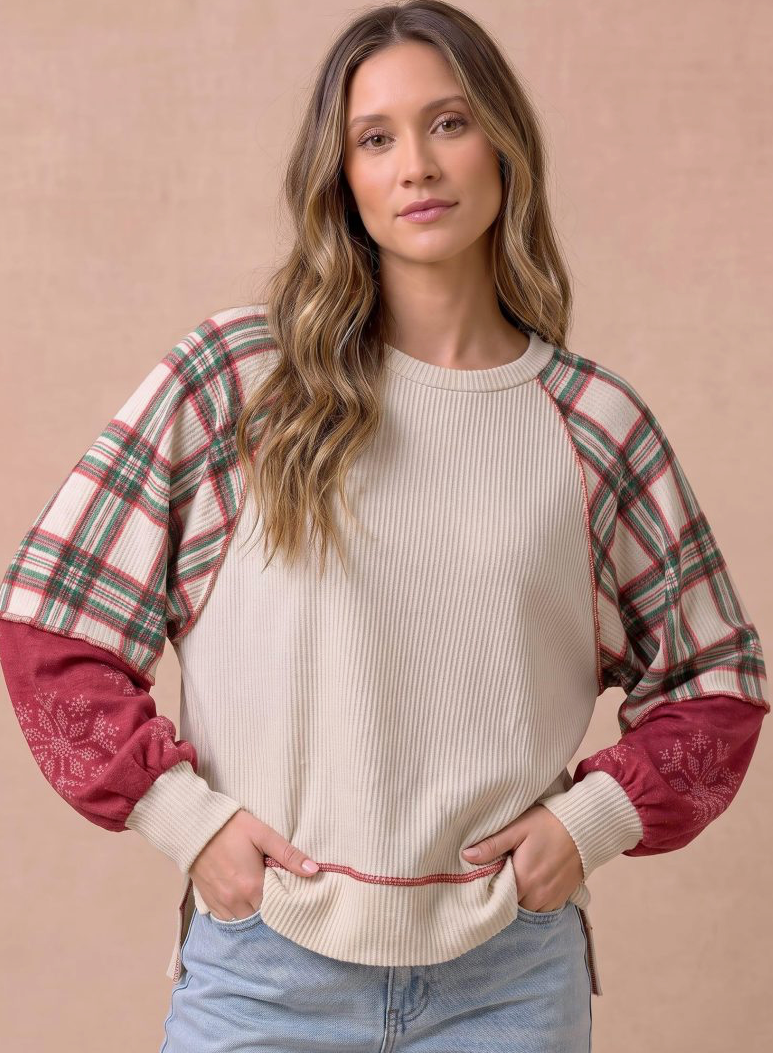 Snowflake Plaid Top