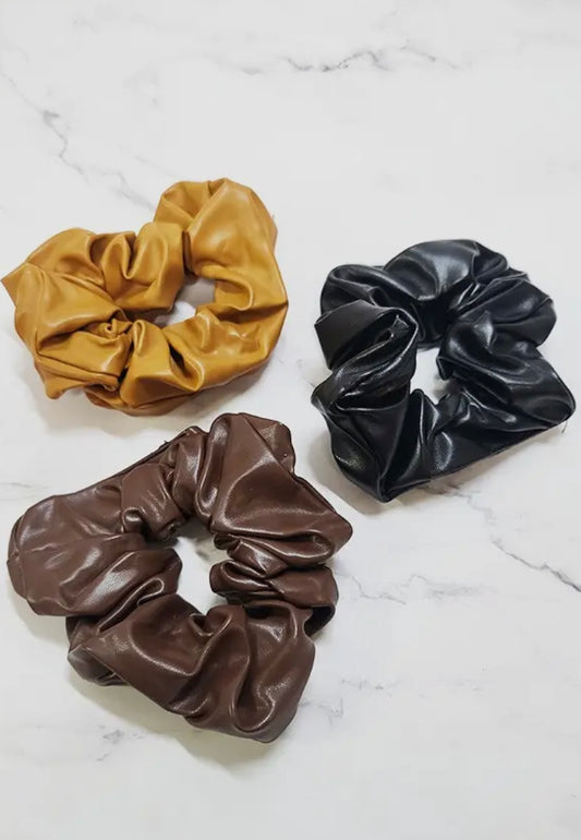 Faux Leather Scrunchie