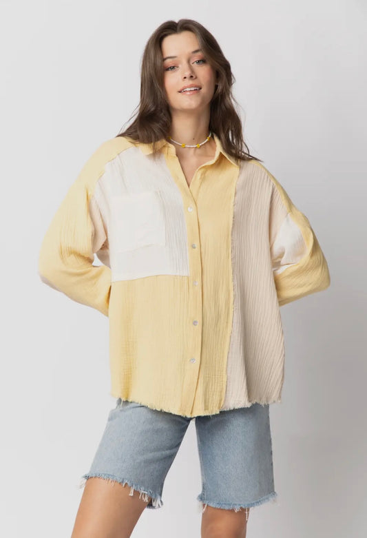 Color Block Button Up