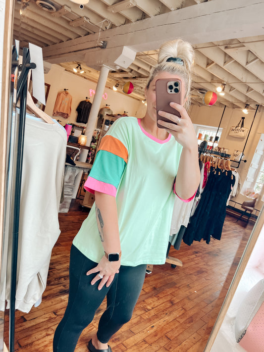 Green Color Block T