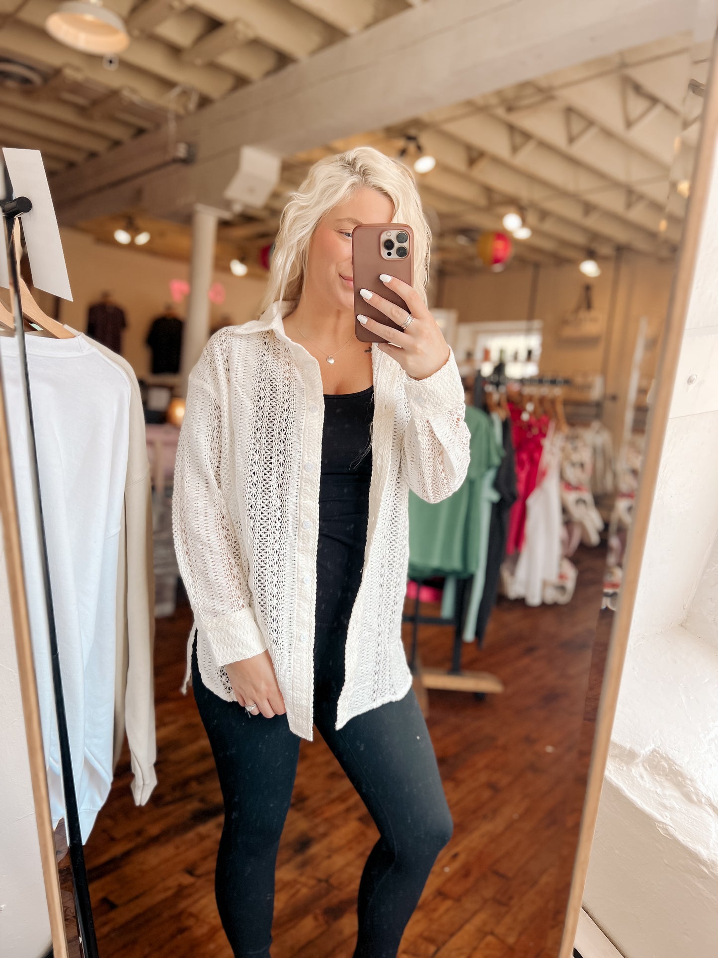 Beige Crochet Tunic