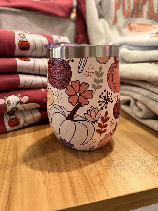 Fall Floral Wine Tumbler