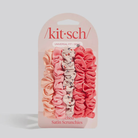 Runched Satin Cherry Scrunchies