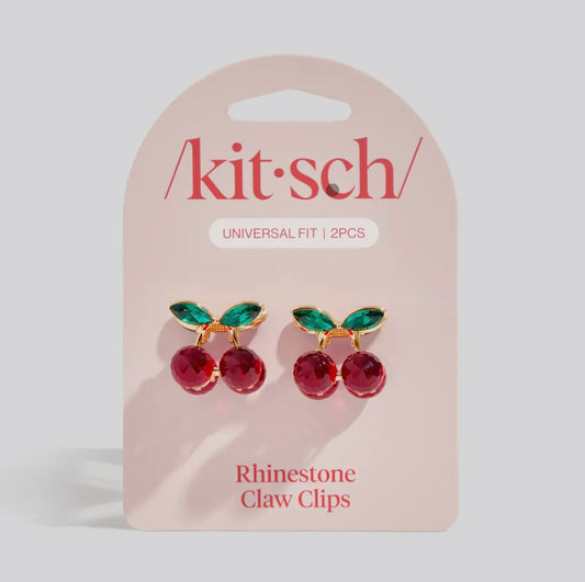 Mini Rhinestone Cherry Clips