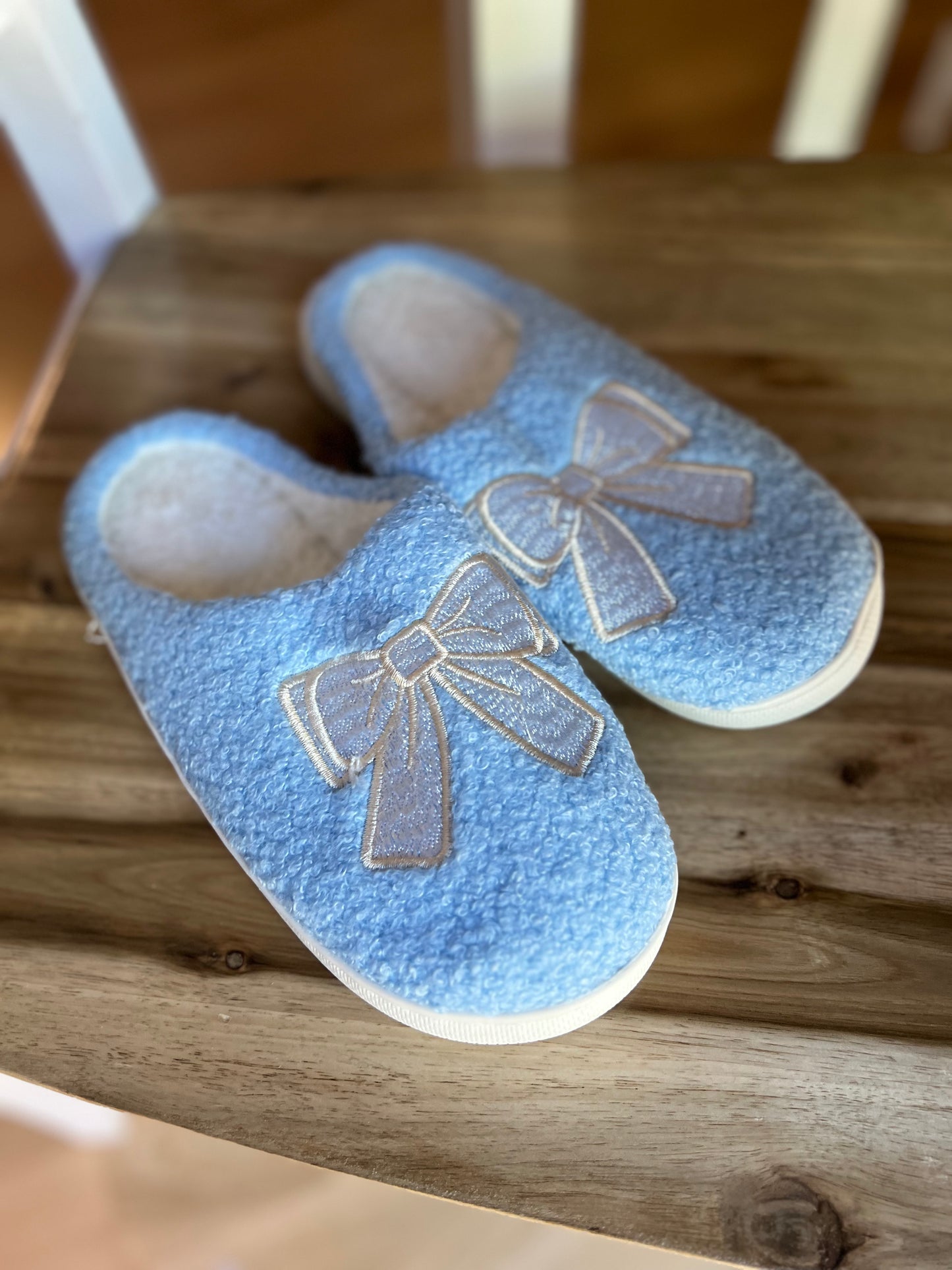 Blue Bow Slipper
